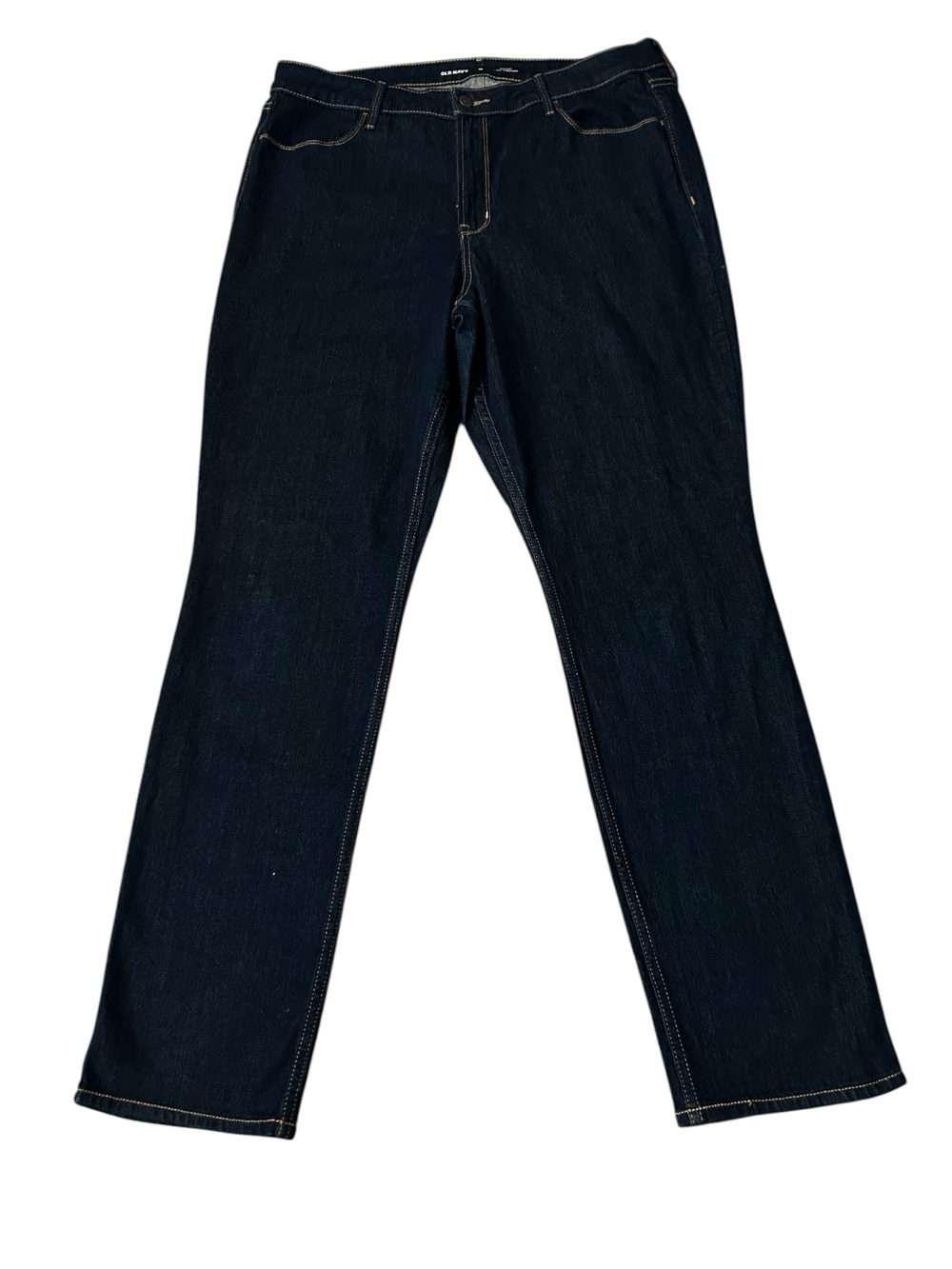 Old Navy Wow Straight Jeans Plus Size 16 Long Blue Dark Wash High Rise
